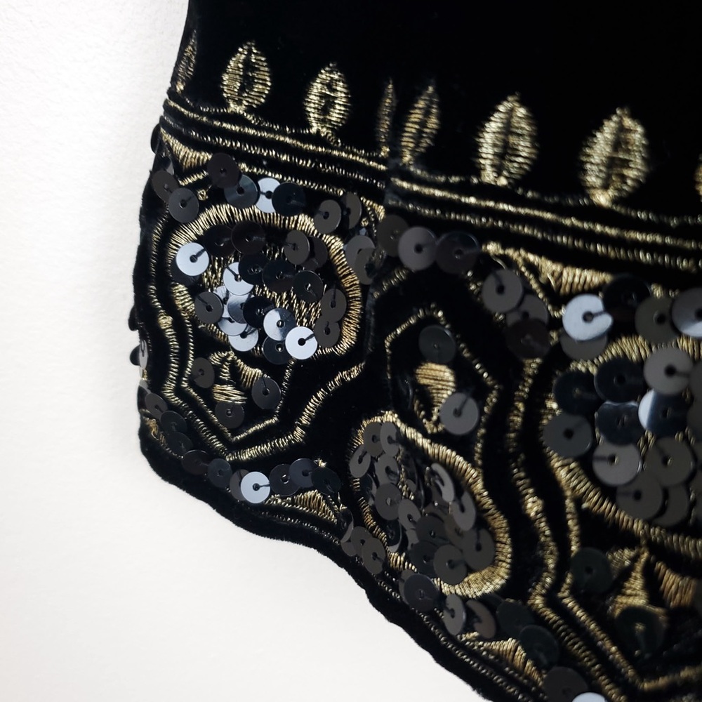Central Park West Black Velvet Embroidered Top - Picture 5 of 8